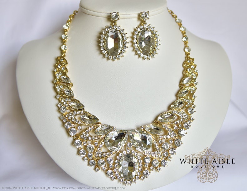 Gold Wedding Jewelry Set Vintage Inspired Necklace