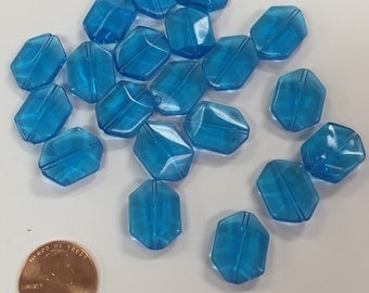 Pressed Glass Beads / Aqua / Set of 20