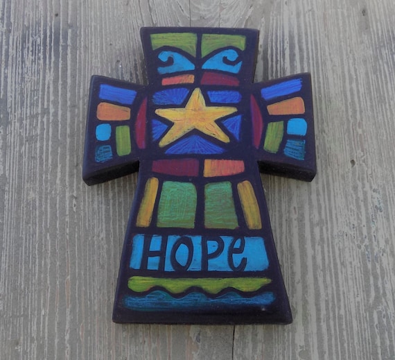 Hand Painted Hope Wall Cross