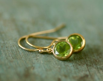 Gold peridot earrings, peridot jewelry, August birthstone jewelry, petite earrings, dainty earrings - Amy