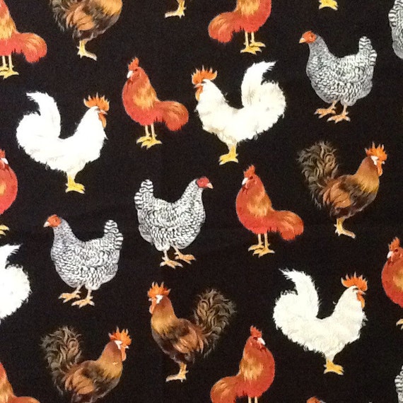 Items similar to Rooster Quilt Fabric Novelty Print FQ on Etsy