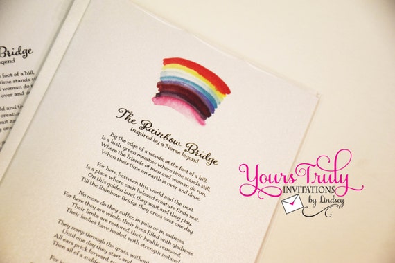 rainbow bridge poem sympathy greeting card by