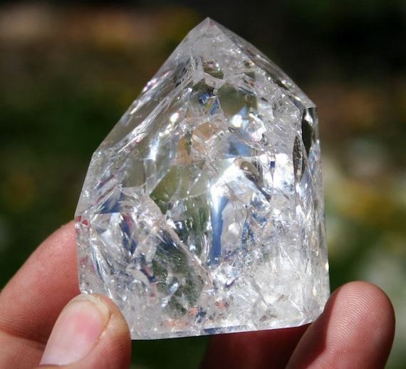 Fire and Ice Quartz Cracked Quartz Polished Tower