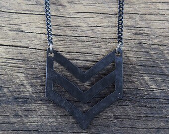 Black Military Necklace Mens Epaulette Pendant Army Jewelry