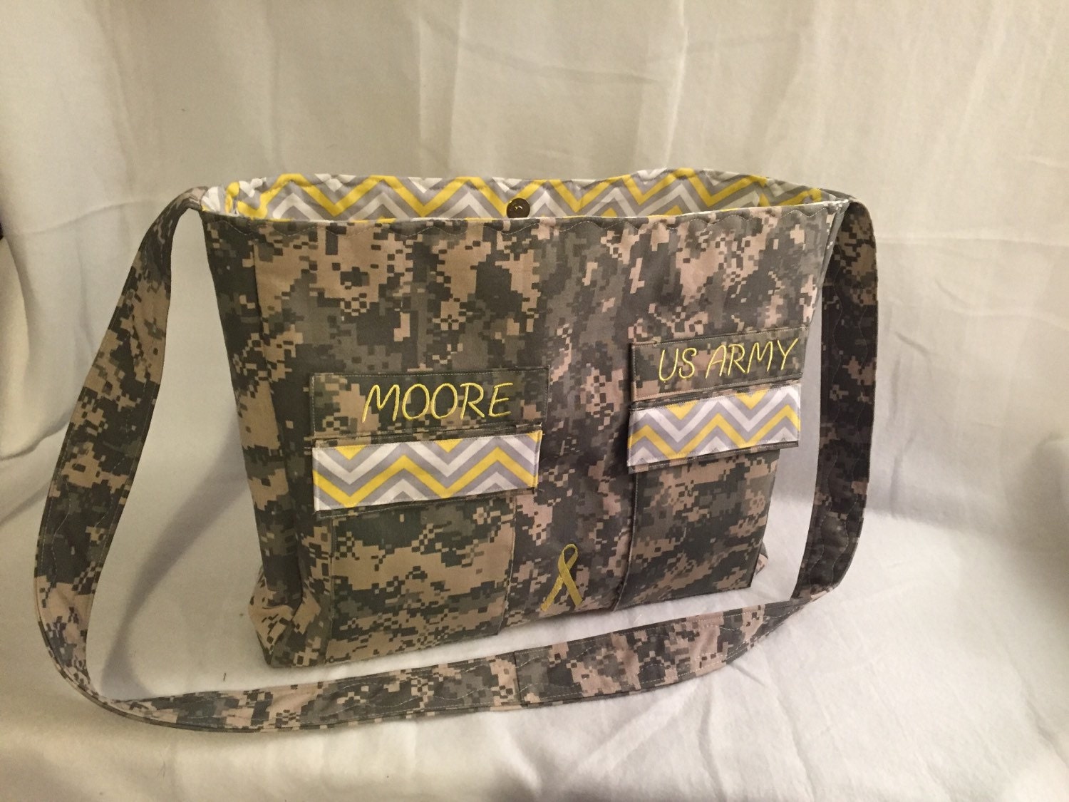 white camo diaper bag