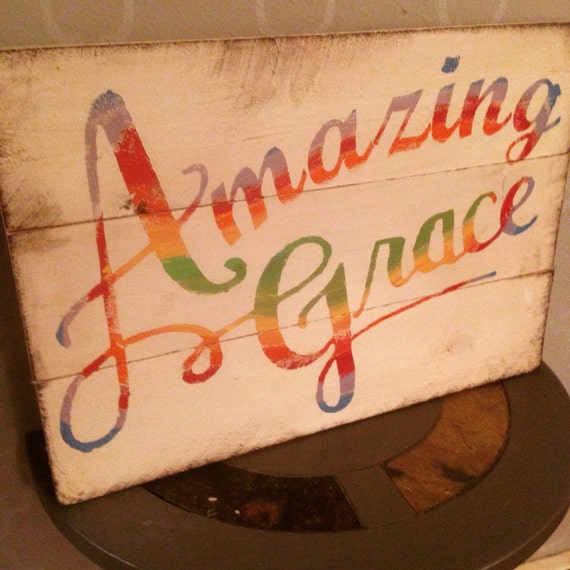 Amazing Grace Wood Sign Rustic Pallet Sign Grace by Girlinair