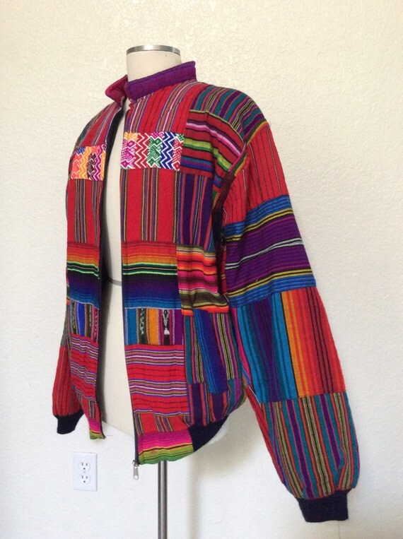 Vintage 90's Guatemalan Bright & Colorful Patchwork Jacket