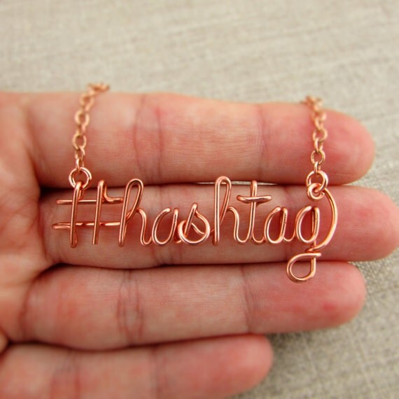 Hashtag Necklace Hashtag Jewelry Funny Necklace Word Necklace