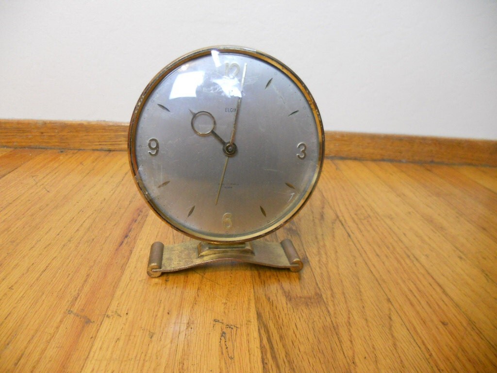 Rare Elgin 7 Jewel 8 Day Desk Clock Modernist Heinrich Muller