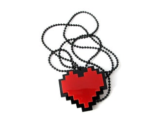 Undertale Necklace - Pixel Heart - cosplay of Frisk chain