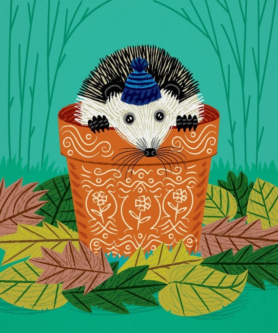 A Hedgehog's Home Children's Poster Animal Art