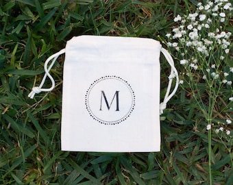 Cotton Canvas Monogram Small Favor Bags, Rustic Wedding Bags, Welcome Bags, Bridesmaids Bags, Party Favor Bags, Wedding Favor Bags