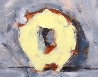 Yellow Frosted Donut- Original Still Life Oil Painting