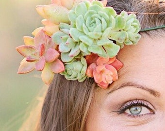 Succulent Crown, bride's crown, wedding crown, floral crown, bride maid crown, hair wreath, customized for you!