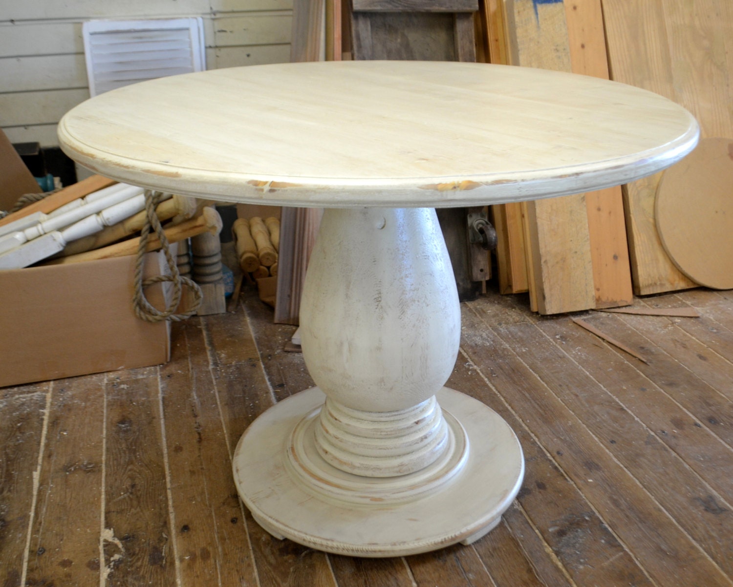 42 inch Round Pedestal Table Huge Tear Drop Pedestal Solid