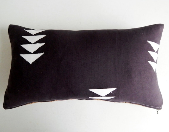 Arrowhead Print Pillow Cover in Charcoal Gray and White