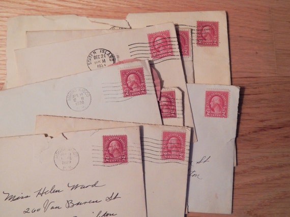 Vintage Two Cent Washington Postage Stamps with Envelopes Set