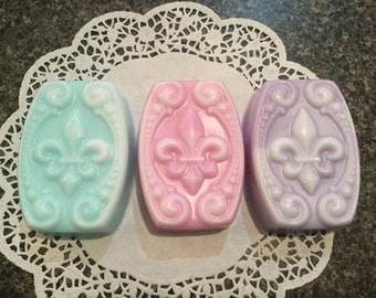 Handmade Soap, Fleur de Lis, Shea Butter Soap, Scented Soap, French Market Soap, Glycerin Soap, Artisan Soap, Wedding, Shower, Party Favors