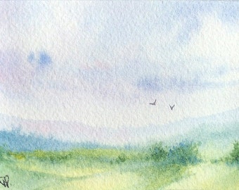 Original Painting ACEO watercolor - Not alone