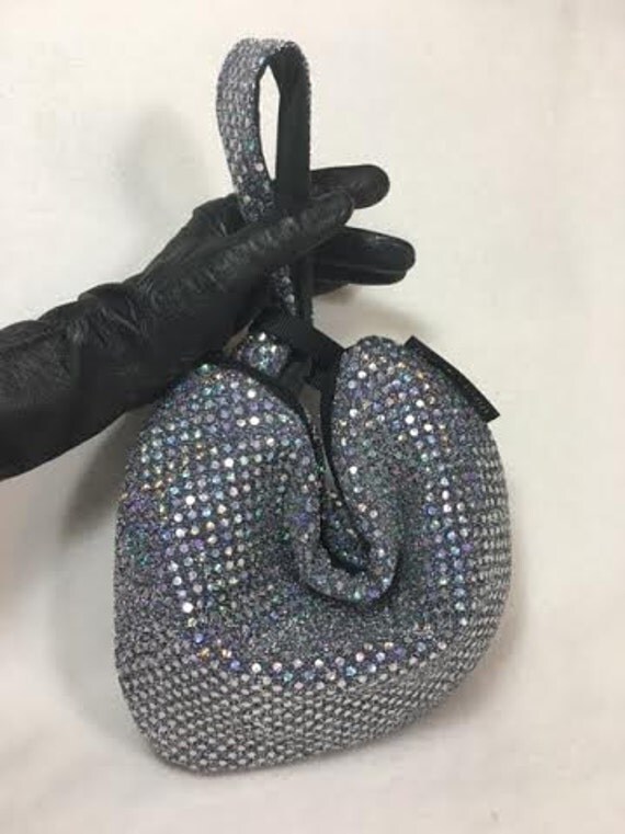 Items similar to Sparkle Purse, Glitter Wristlet, Retro Evening Bag, Vintage Style bag ...