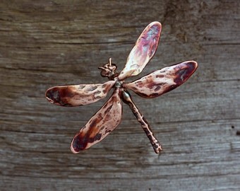 Copper Dragonfly wall sculpture - life size