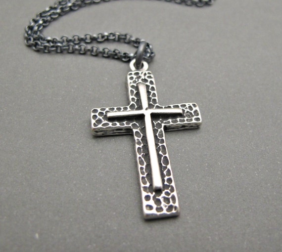Mens Cross necklace silver Cross jewelry Cross necklace