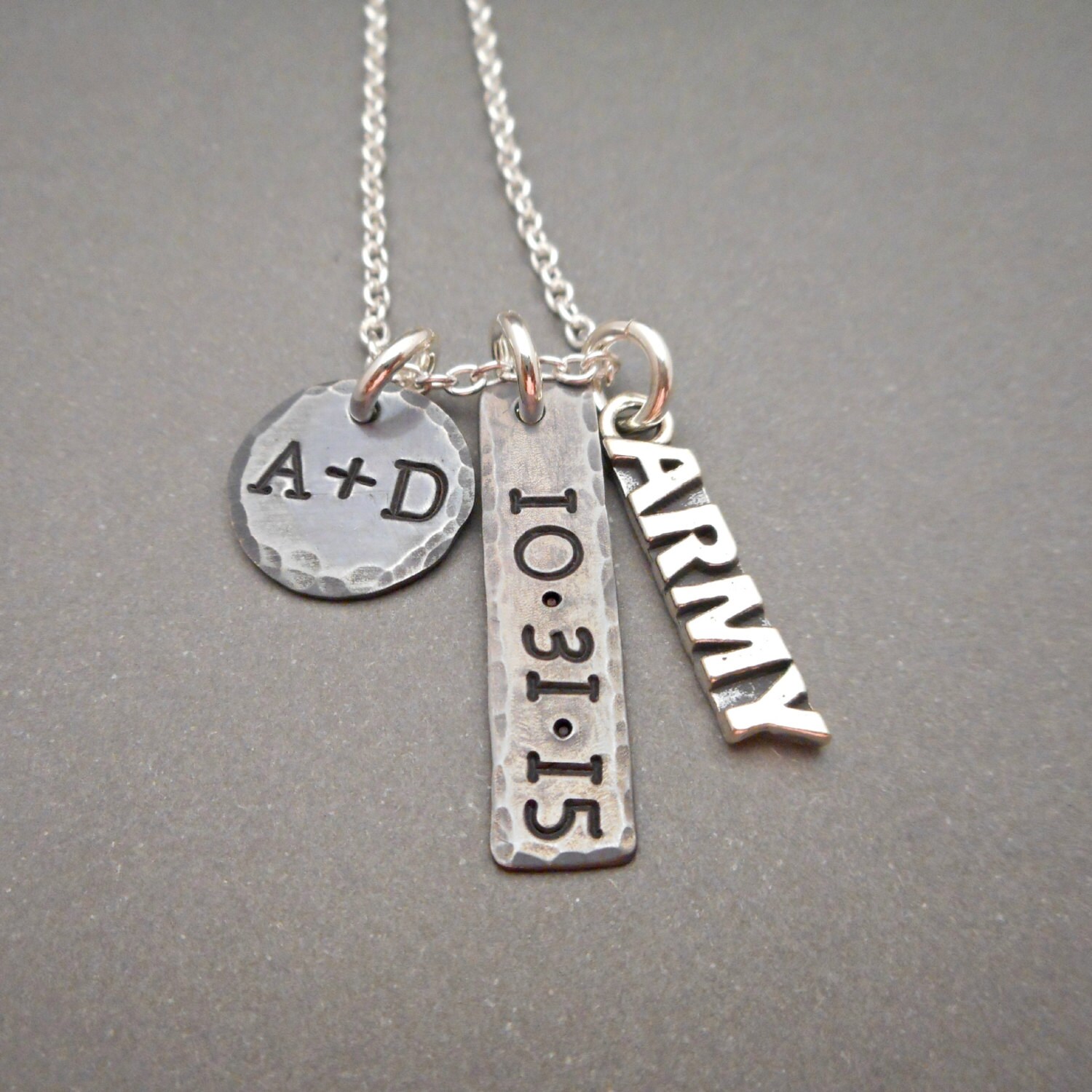 Personalized Army Necklace Initial Jewelry by OrganicRustCreation