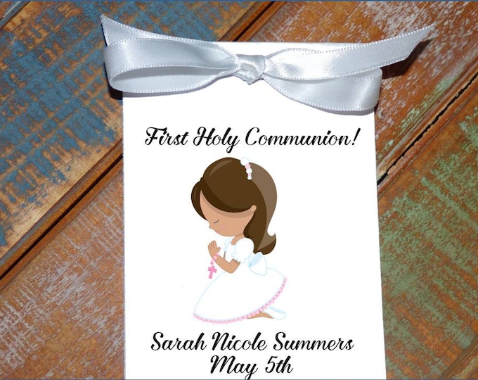Personalized First Holy Communion Religious Flower Seed Packets Party Favors Baptism Confirmation Little Girl Praying Party Favors Keepsakes