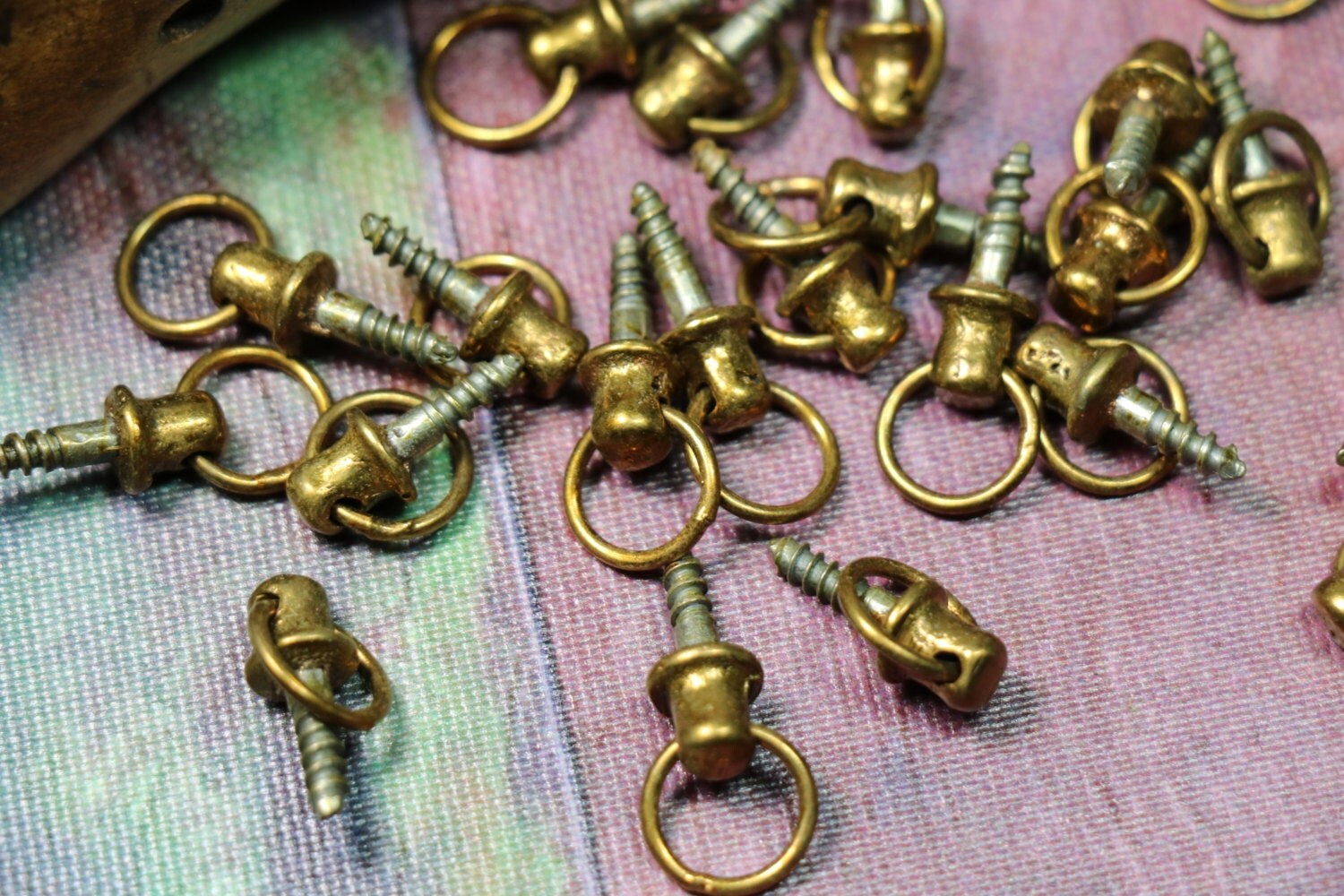 2 Vintage Brass Miniature Knobs with Handle