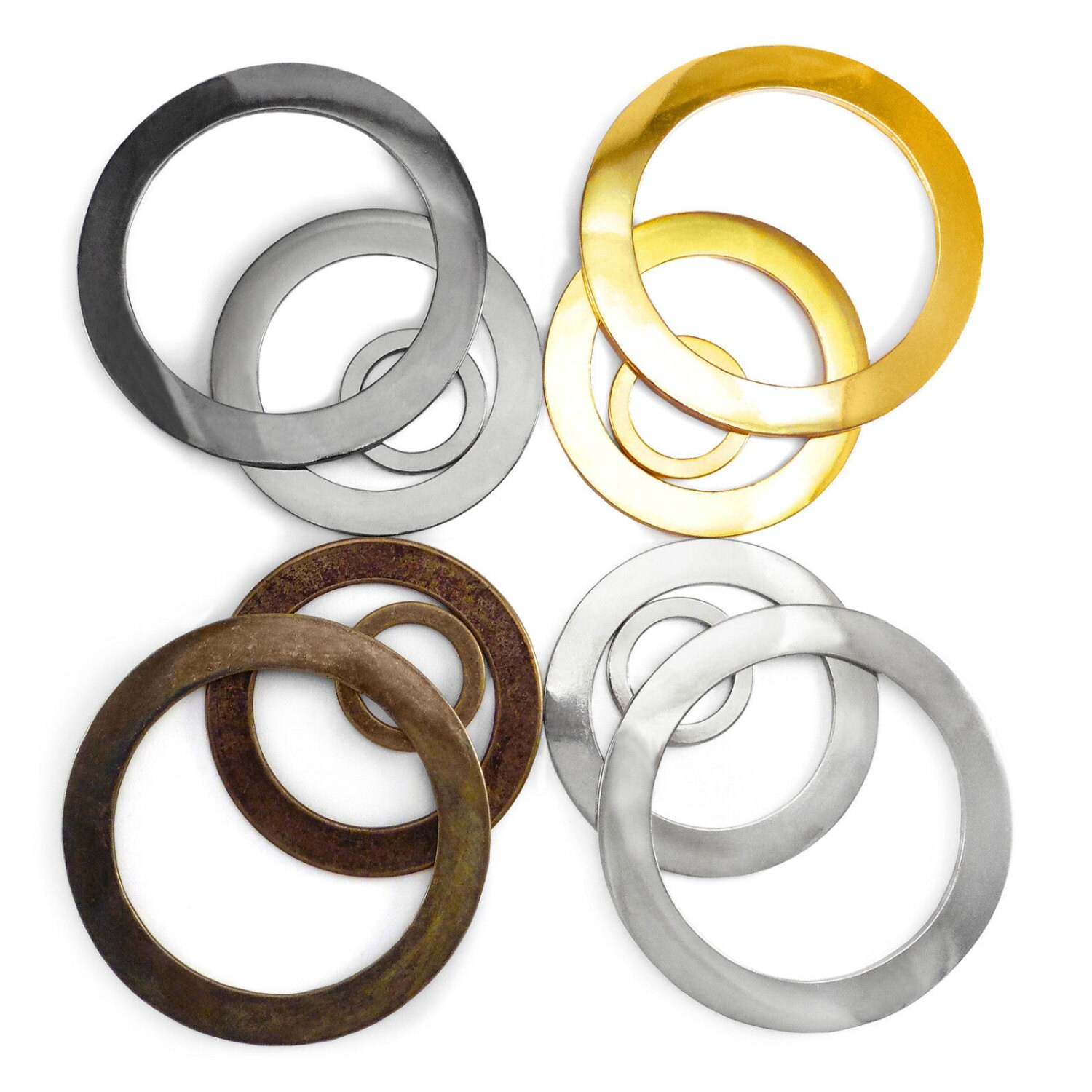 Large solid cast wide O rings metal bags collars craft 30 66