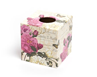 Paris Rose Tissue Box Cover wooden perfect in homes/ hotels