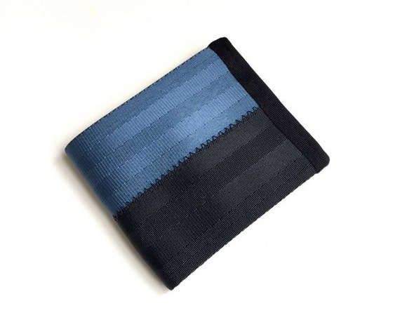 Seatbelt Wallet with Coin Pocket Cadet Blue and Black Velcro