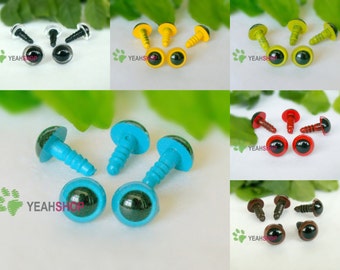 10mm Colorful Safety Eyes Plastic Doll Eyes - Clear / Yellow / Grass Green / Blue / Red / Brown