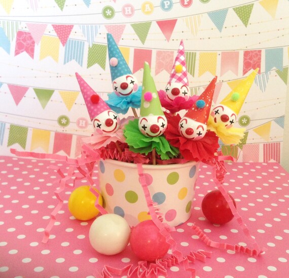 Bright, Cheery Clown Cupcake Toppers Il_570xn