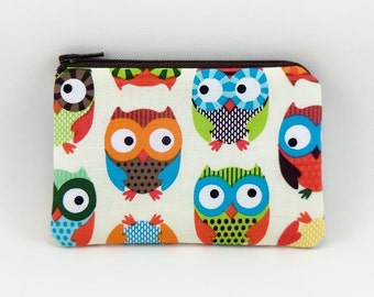 Owls Coin Purse, Zipper Wallet, Mini Pouch, Padded Pouch, Card Pouch, Coin Bag, Gift ideas, Gift for her, Change Purse