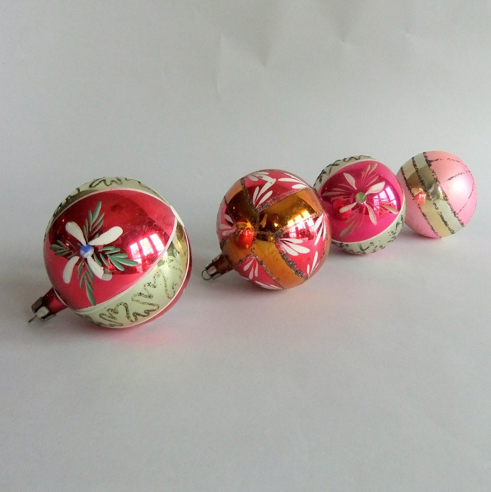 4 vintage glass christmas tree ornaments made in poland 4 vintage glass christmas tree ornaments made in poland