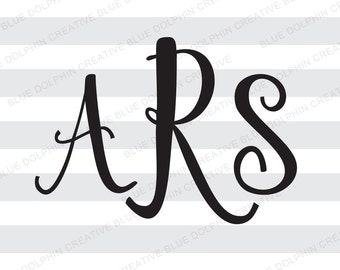 Fancy script font monogram alphabet SVG png / 52 letters, upper and lower case / Cricut, Silhouette cutting files / instant download