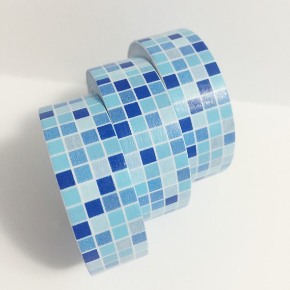 Dark Blue Light Blue Ombre Blue Tile Tiny Square Tiles Washi