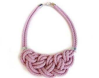 Nautical Rope Statement Necklace, Knotted Bib Necklace, Bib Necklace