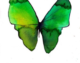 spring green butterfly 8 X 10" original watercolour painting