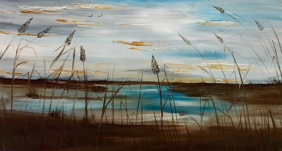 XL ORIGINAL Marsh scene with sea oats Abstract gallery by artmod