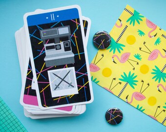 1980's Tarot Deck (Fully Illustrated Artist's Tarot Deck featuring Eighties Technology, Films (Breakfast Club, BTTF, Mad Max) and Patterns)