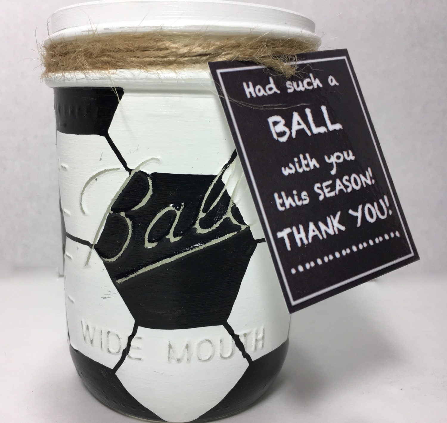 Soccer Ball Mason Jar Hand Painted Soccer Ball Mason Jar