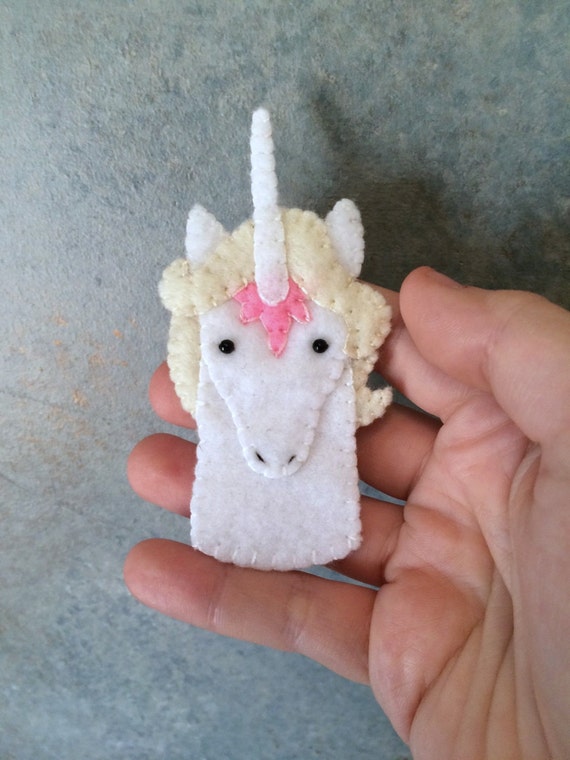 the last unicorn unicorn felt finger puppet by lumpybuttonsgifts