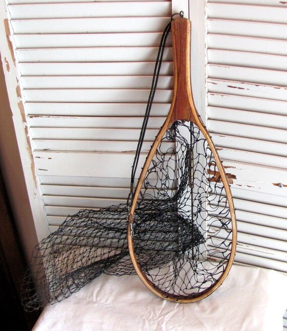 Wood Fishing Net / Fly Fishing Landing Net 1950's