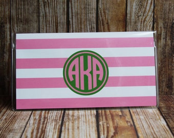 AKA Sorority Checkbook Cover, 24 Colors, Personalized Checkbook Cover, Custom Checkbook Cover, Vinyl Checkbook Cover