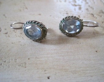 Blue topaz and sterling silver lever back earrings