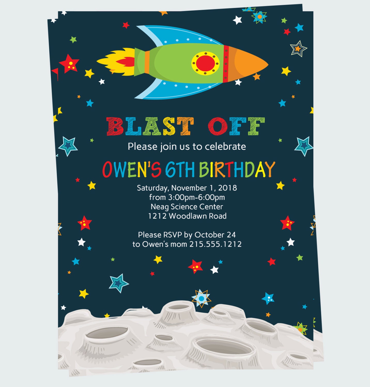 Space Party Invitation 2