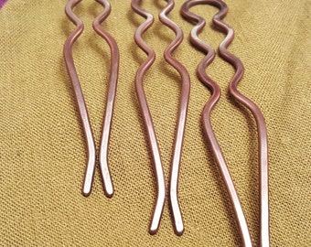 Copper hair fork/hair pin (4" Set of 3)