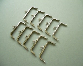 CLOSING SALE 4" x 1 1/2" ( 10 CM ) Nickel Purse Frames - Clutch Purse Frame - Rectangle Silver Purse Frames - 10 pcs Set